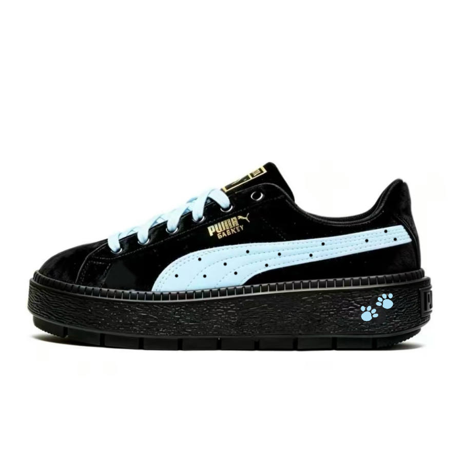 PUMA Platform Trace Skateboard Shoes Women's Low Top Black/White/Blue