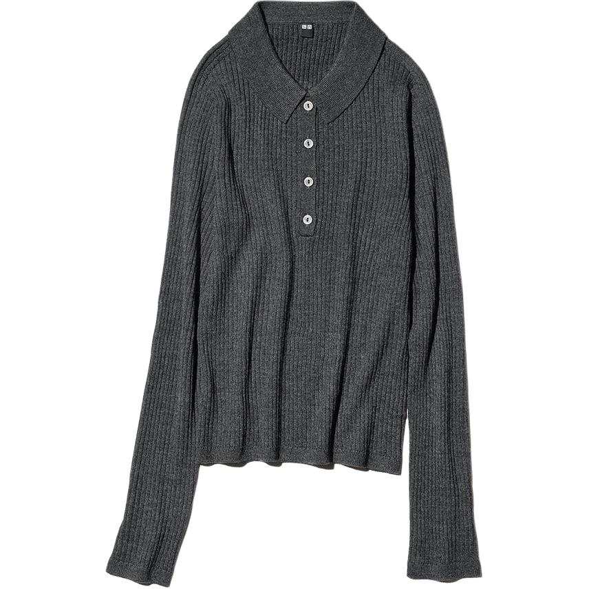 UNIQLO Sweaters Women's Dark Gray Polo Collar Moderate