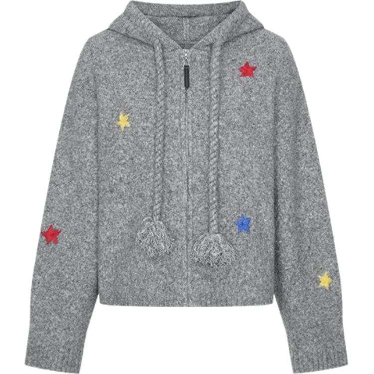URBAN REVIVO Knitwear Women's Medium Gray Heather Gray Hooded Moderate