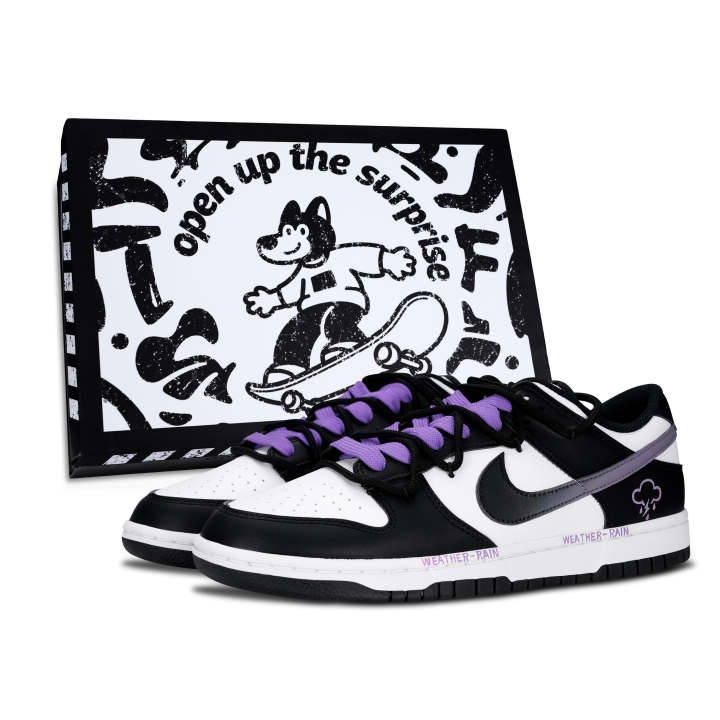 Nike Nike Dunk Skateboard Shoes Unisex Low Top Black/White/Purple