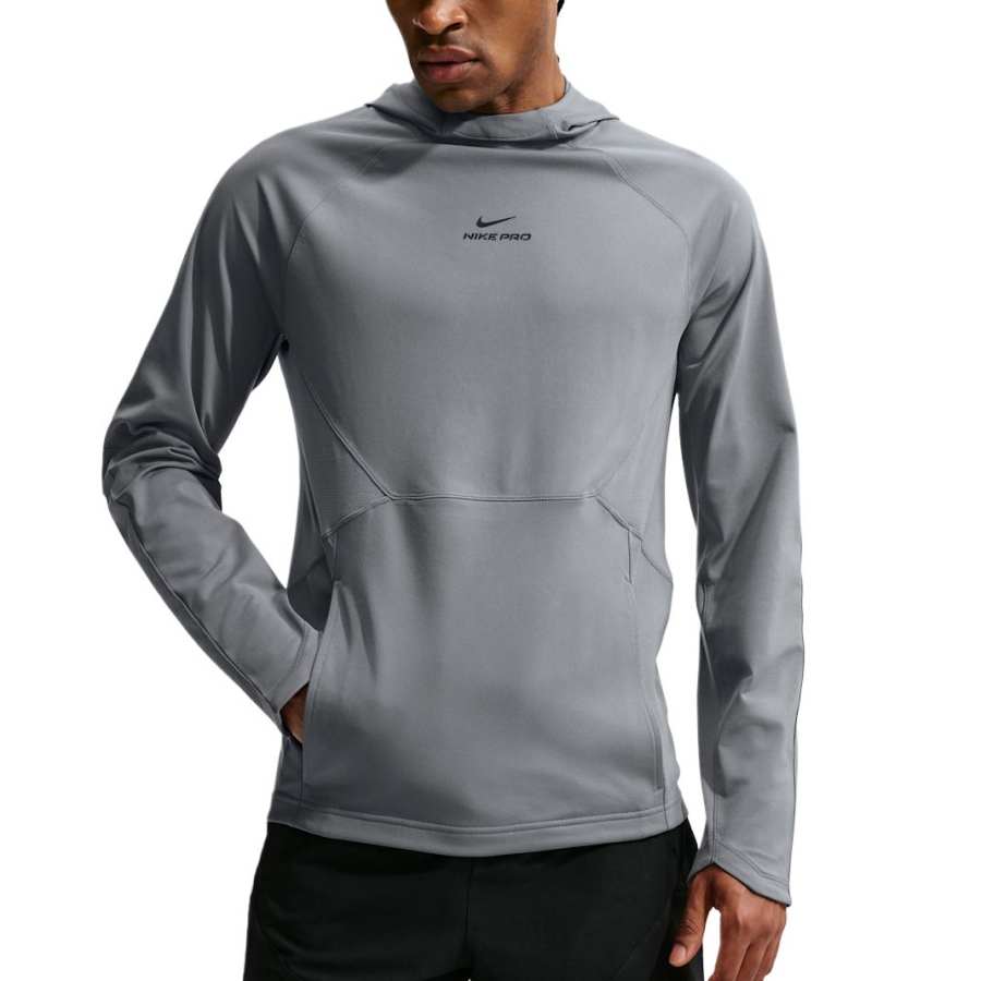 Nike Nike Pro Fitness Clothing Men's Smoke Gray/Black Hooded Non Detachable