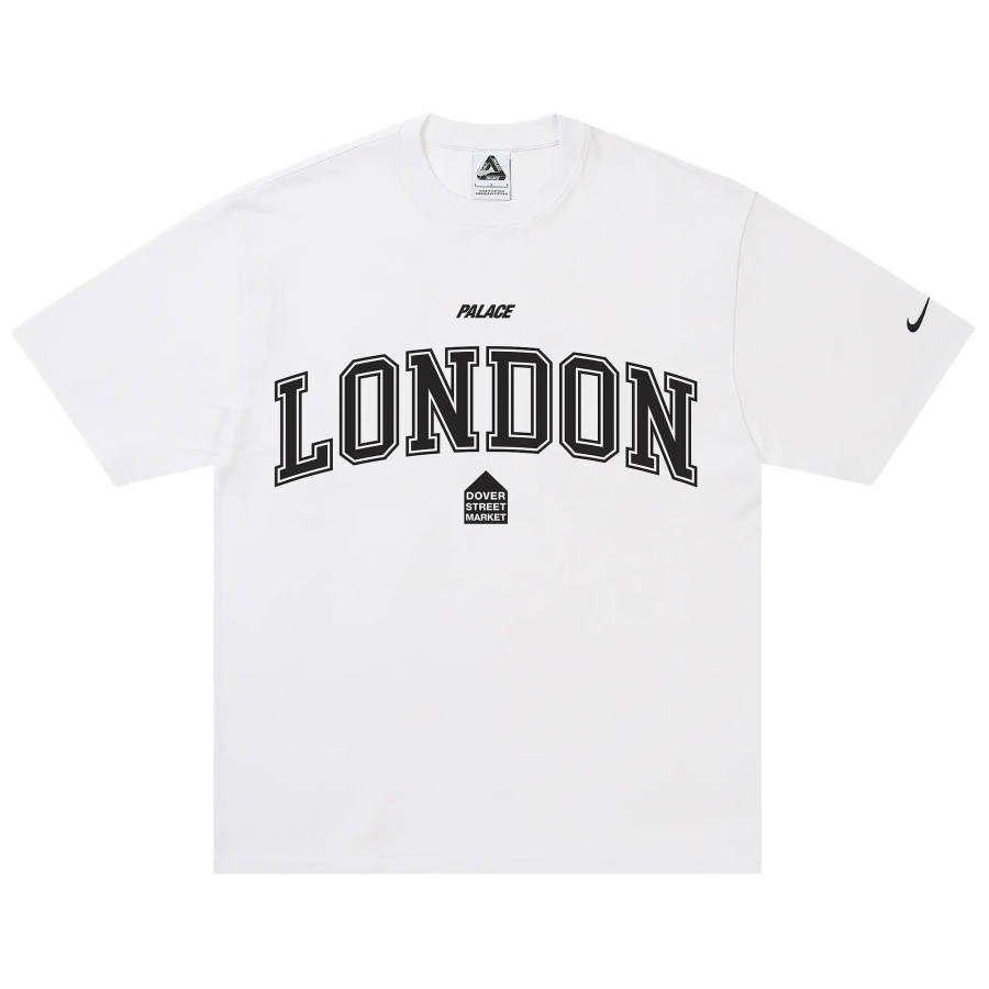 PALACE X Nike Dover Street Market T Shirts Unisex White Crew Neck Straight Fit
