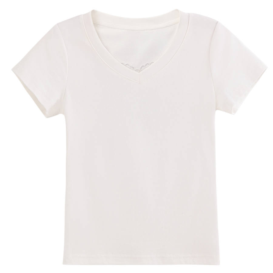 SNBL T Shirts Women's White 10A Antibacterial V Neck Moderate