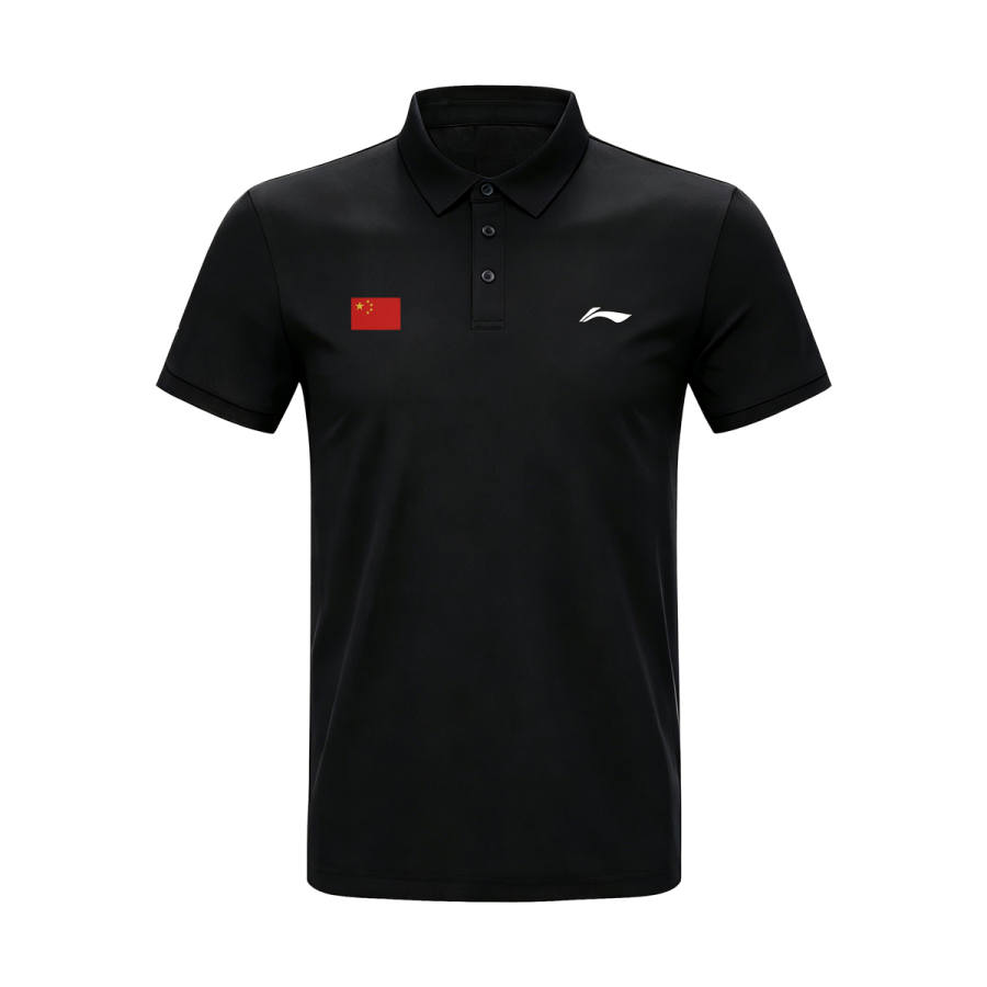 Li-Ning Li Ning Polo Shirts Unisex Black With White Logo Sticker Version National Flag Logo Needs To Be Embroidered Separately Polo Collar Thin Straight Fit