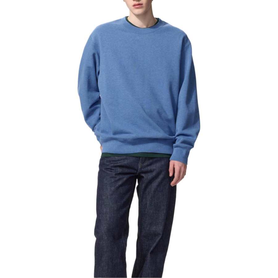 UNIQLO Sweatshirts Unisex Sky Blue Crew Neck Moderate