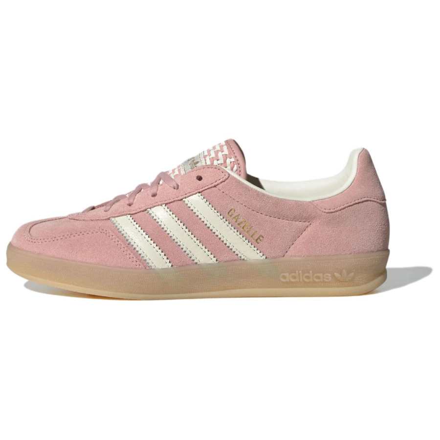 Adidas Originals GAZELLE INDOOR German Army Trainers Women's Low Top Miracle Purple Pink/Jade White/Gold