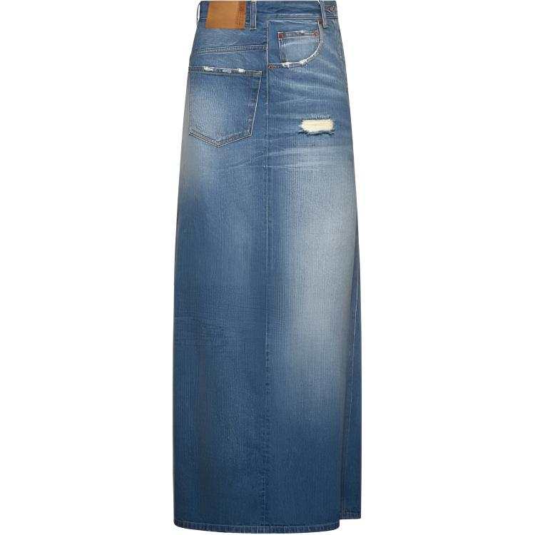 MM6 Maison Margiela Distressed Denim Maxi Skirt