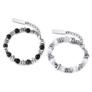 CIROCCO Glass Cat's Eye Silver Sheen Obsidian Bracelets Unisex