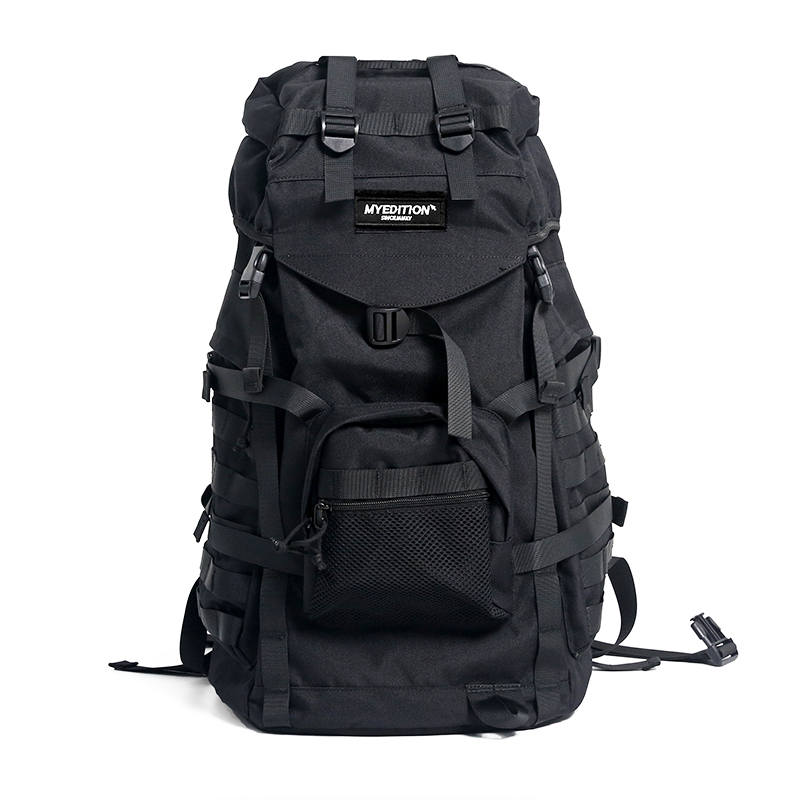 MYEDITION Approx. 60L Mountaineering Bag Backpack Outdoor Bag Oxford Black/Brown Men's
