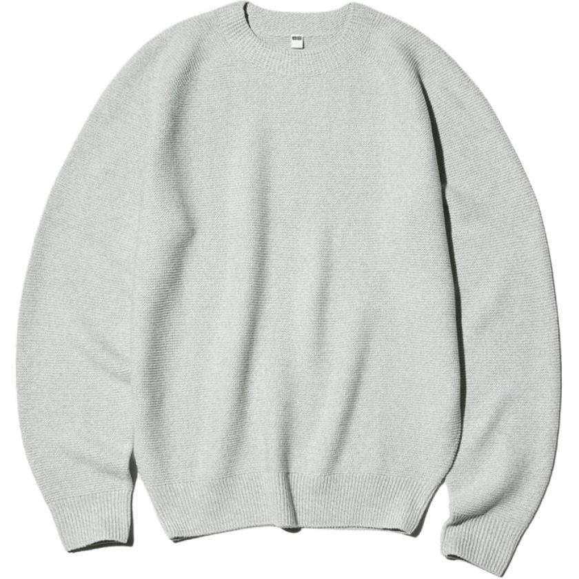 UNIQLO Knitwear Men's 02 Light Gray Crew Neck Moderate