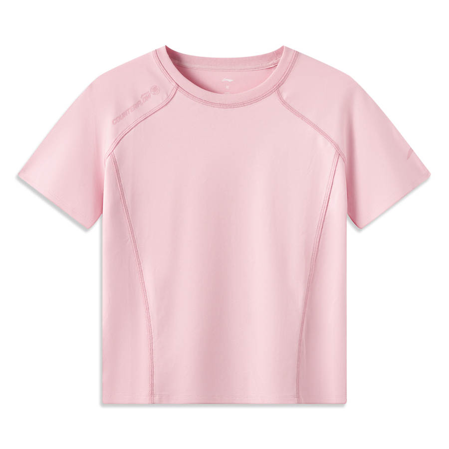 Li-Ning Li Ning Outdoor CF Tracing T Shirts Women's Cardamom Powder Crew Neck Moderate Straight Fit