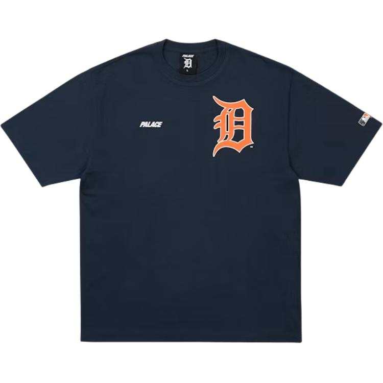 PALACE Detroit Tigers × MLB T Shirts Unisex Marine Blue Crew Neck Moderate Straight Fit