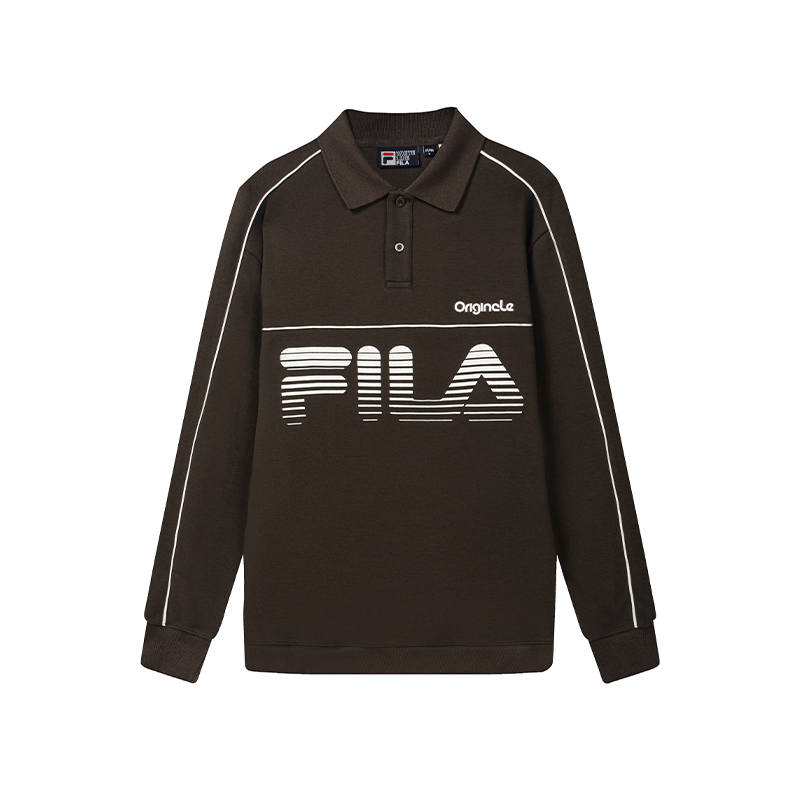 FILA ORIGINALE Polo Shirts Men's Dark Earth Tone Polo Collar Moderate Straight Fit