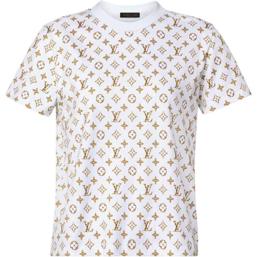 LOUIS VUITTON Monogram T Shirts Women's White Crew Neck Moderate Straight Fit
