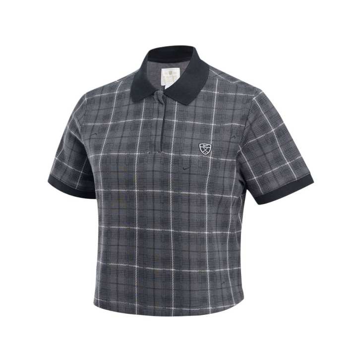 Nike Nike Polo Shirts Women's Black Gray Color Lapel Moderate