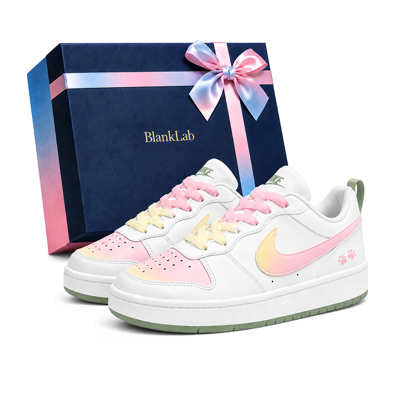 Nike Nike Court Borough Sweet Orange Pudding Leather Low top Skateboard Shoes Women's White Pink