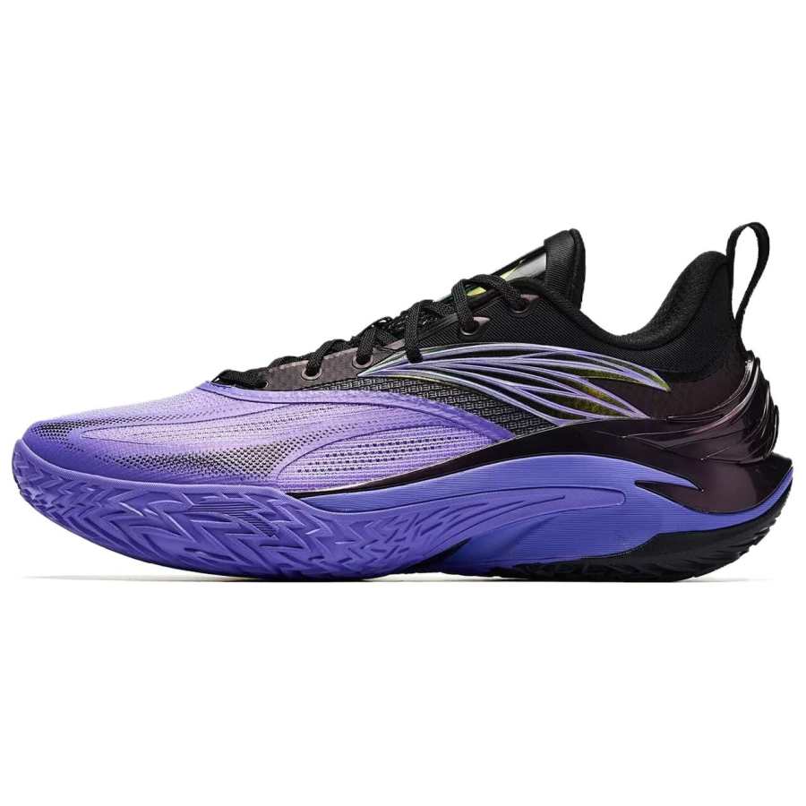 ANTA Shock Wave 8 Basketball Shoes Men's Low Top Fluorescent Ultra Bright Purple/Basic Black