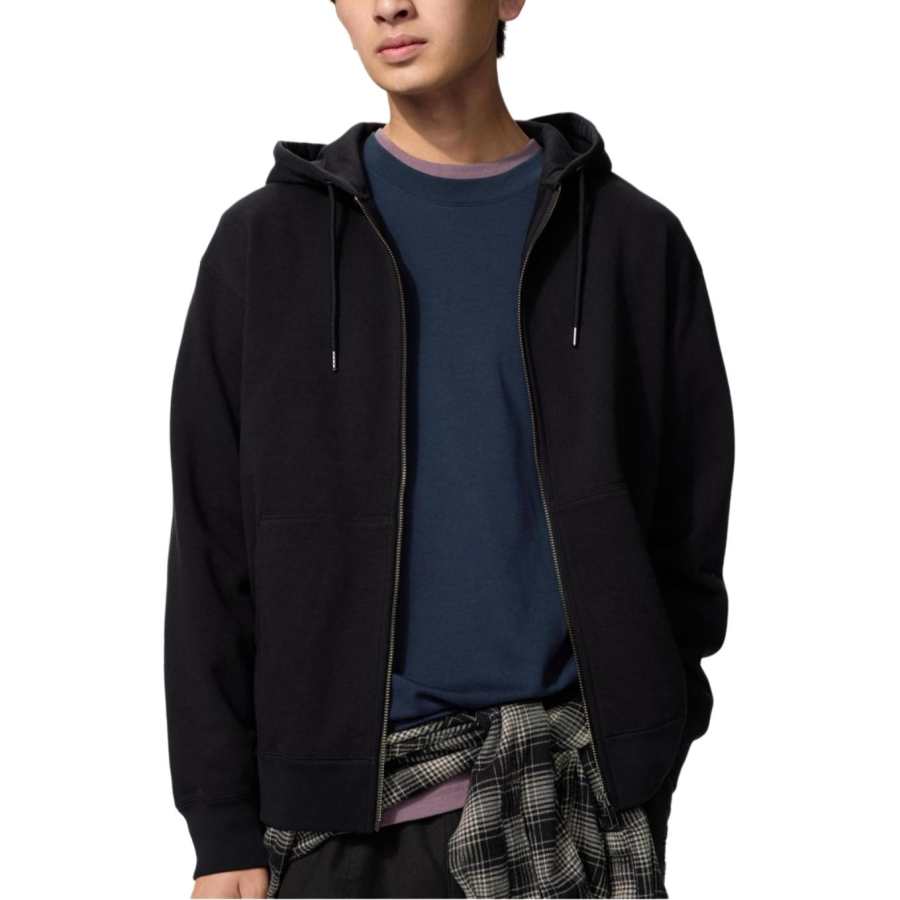 UNIQLO SS26 Sweatshirts Unisex Black Hooded Non Detachable Moderate