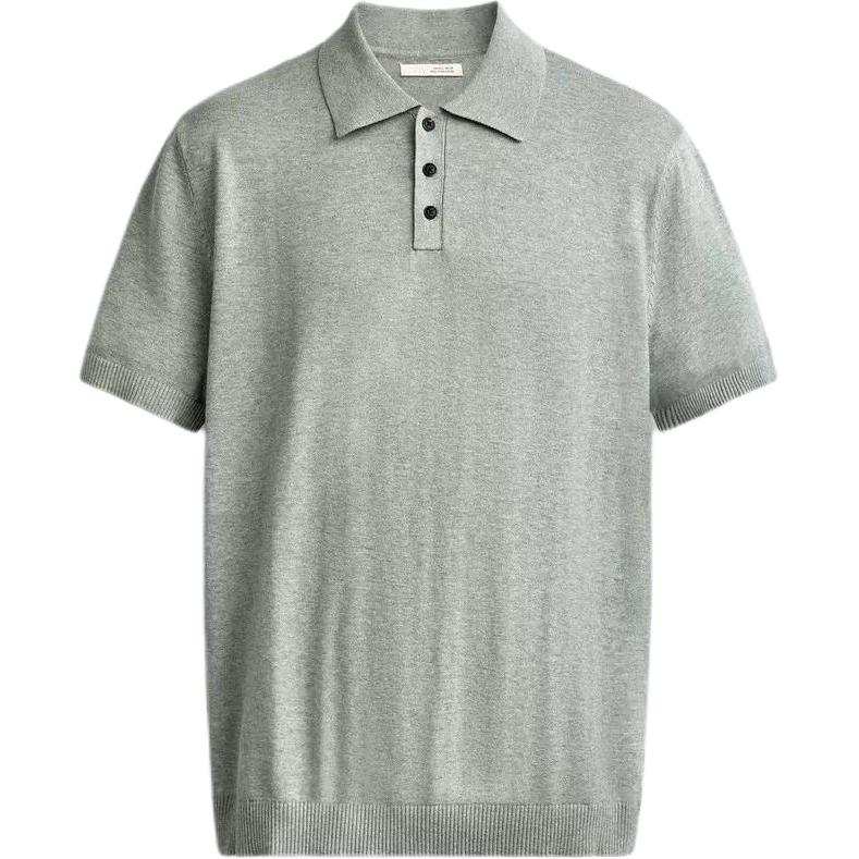 ZARA Polo Shirts Men's Zebra Print Green Crew Neck Moderate Straight Fit