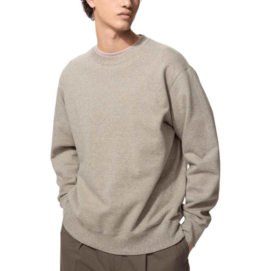 UNIQLO Sweatshirts Unisex Camel Crew Neck Moderate