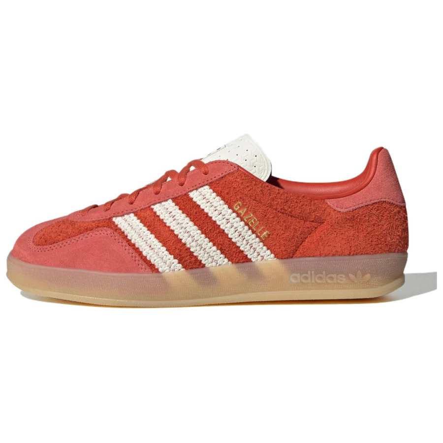 Adidas Originals GAZELLE INDOOR German Army Trainers Women's Soft Red/Jade White/Soft Light Scarlet