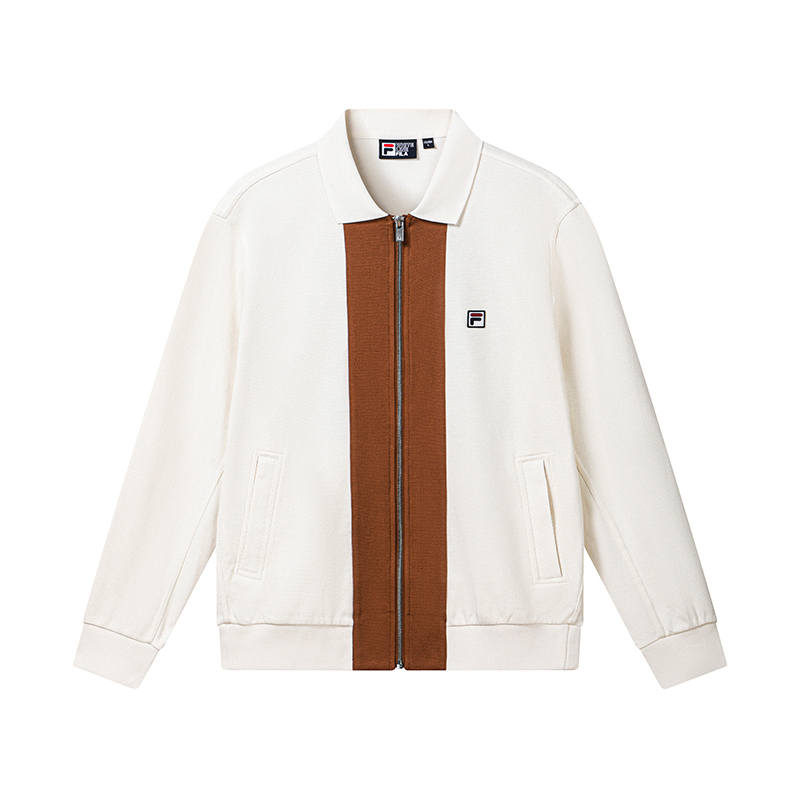 FILA Heritage Knitwear Men's Titanium White Lapel Moderate Straight Fit