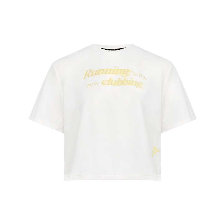 Adidas Adidas Running T Shirts Women's Bright White/Yellow Crew Neck Moderate