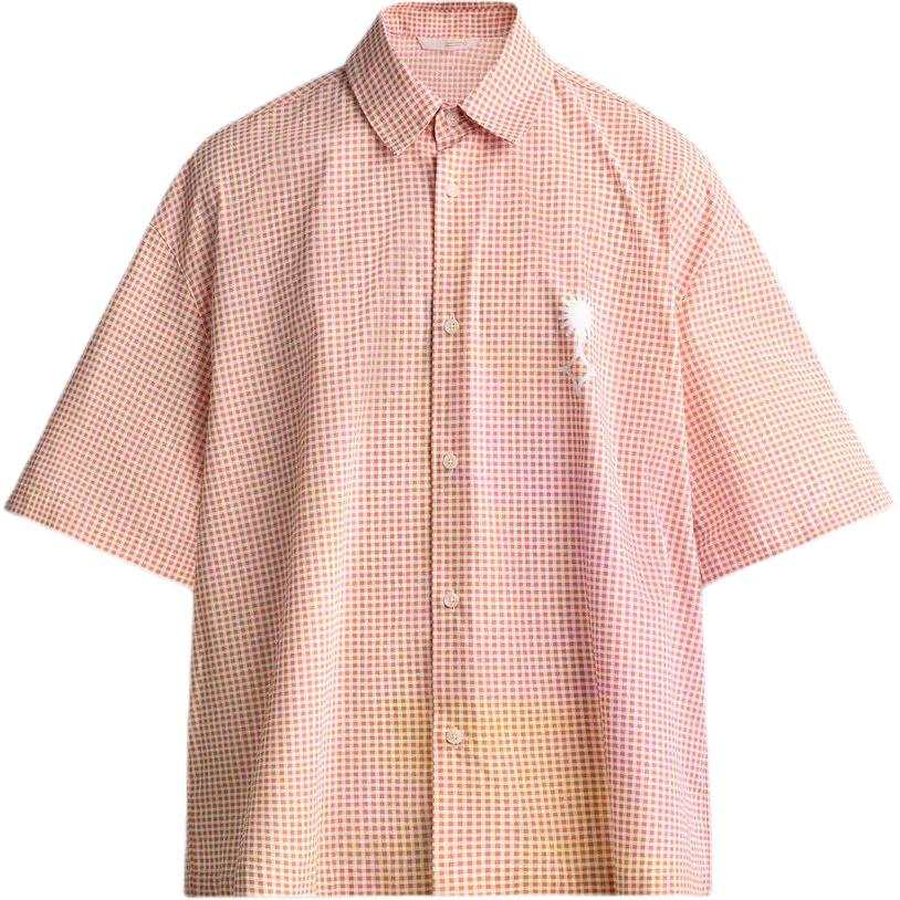 ZARA Shirts Men's Orange White Lapel Moderate Straight Fit