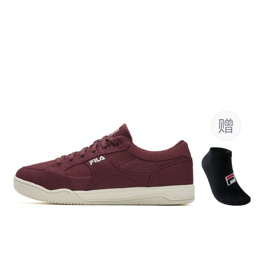 FILA SLANT SHOT Canvas Shoes Men's Low Top Wine Red/Antique White