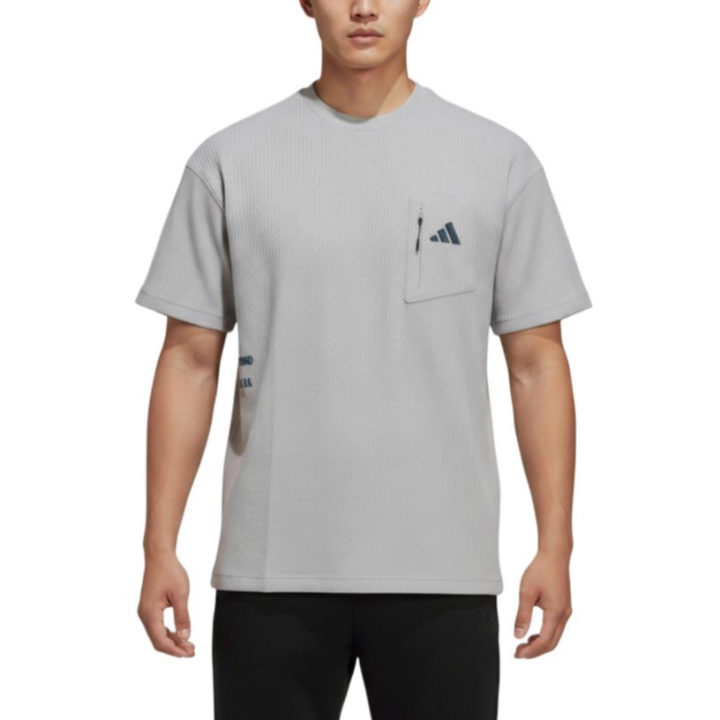 Adidas Adidas T Shirts Men's Light Stone Gray Crew Neck Moderate Straight Fit