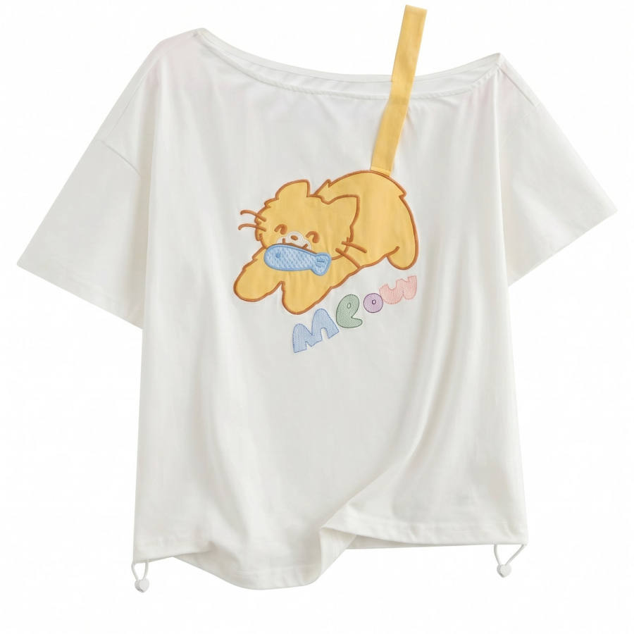 SNBL T Shirts Women's White Cooling/Antibacterial Asymmetrical Collar Moderate
