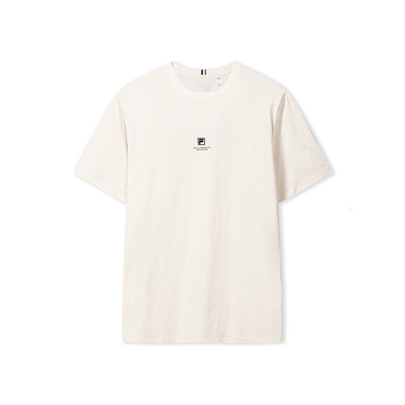 FILA Heritage T Shirts Men's Titanium White Crew Neck Moderate Straight Fit