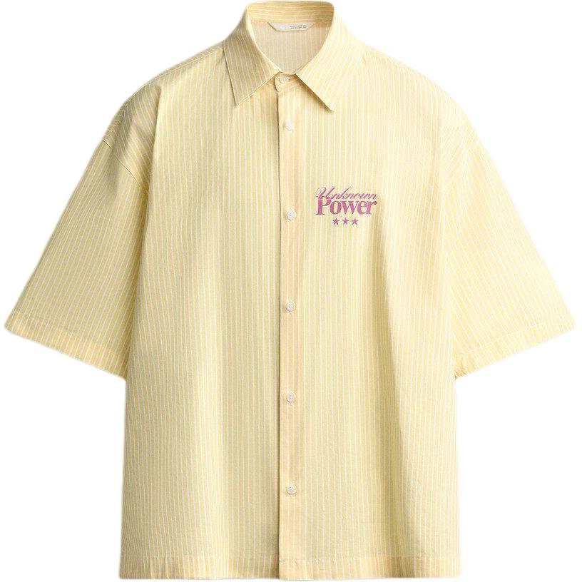 ZARA Shirts Men's Yellow Lapel Moderate Straight Fit