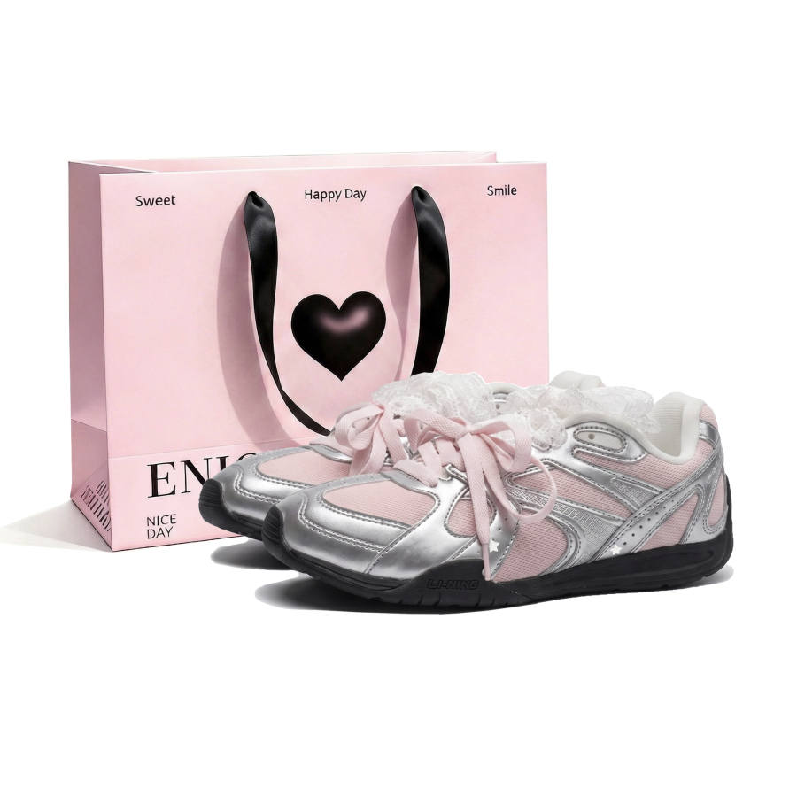 Li-Ning Li Ning Film Retro Casual Shoes Women's Low Top Silver, Pink