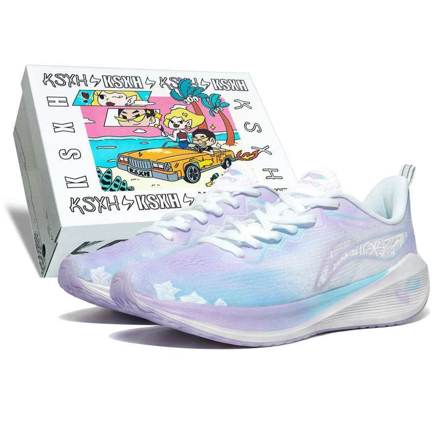 Li-Ning Li Ning Wuyue Cushioning Slip Resistant Abrasion Resistant Low top Running Shoes Women's Blue Purple