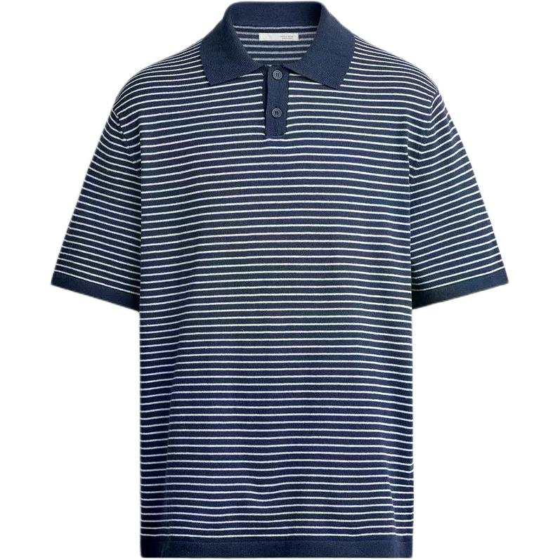 ZARA Polo Shirts Men's Indigo Polo Collar Moderate Straight Fit