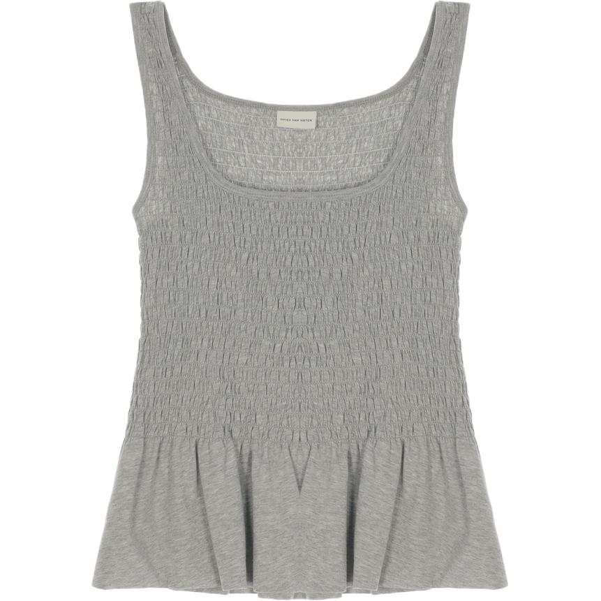 DRIES VAN NOTEN Tank Tops Women's Gray Square Collar Moderate Other