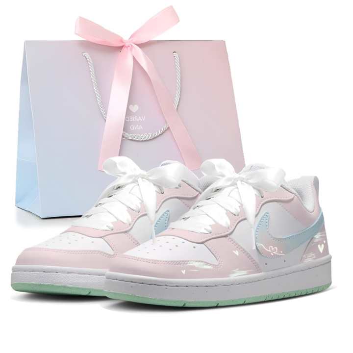 Nike Nike Court Borough Skateboard Shoes Women's Low Top Pink//White/Blue