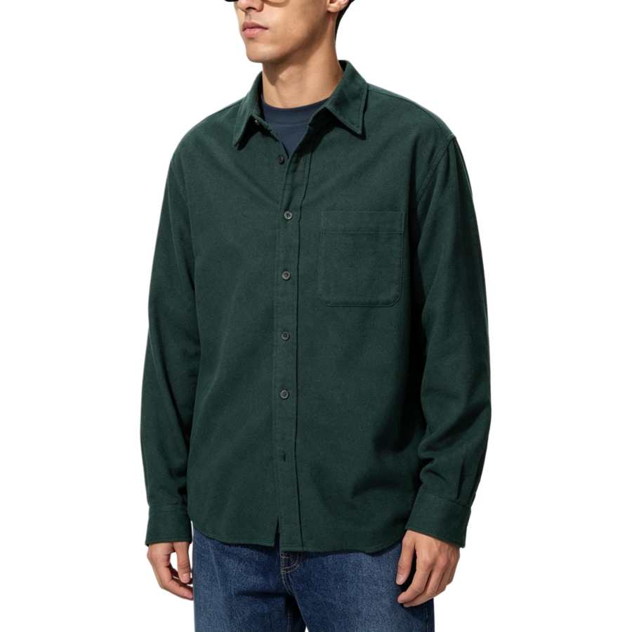 UNIQLO SS26 Shirts Unisex Dark Green Lapel Moderate