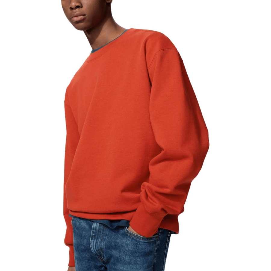 UNIQLO Sweatshirts Men's Dark Orange Crew Neck Moderate