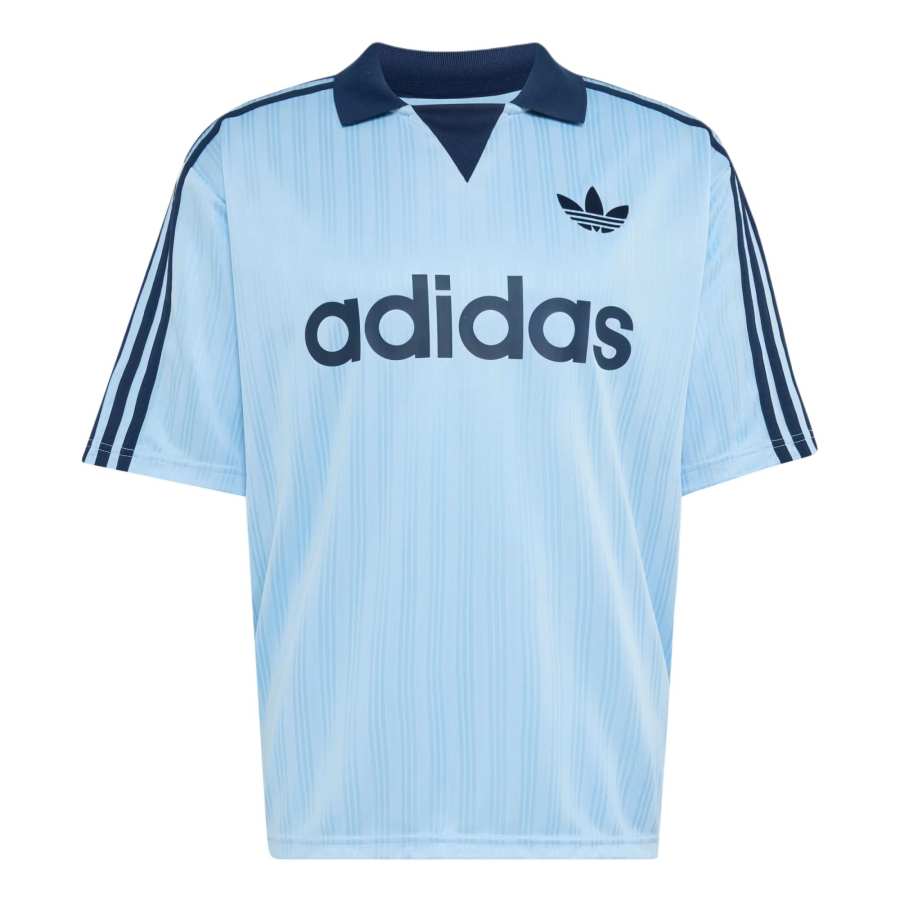 Adidas Originals T Shirts Unisex Sky Blue Lapel Moderate