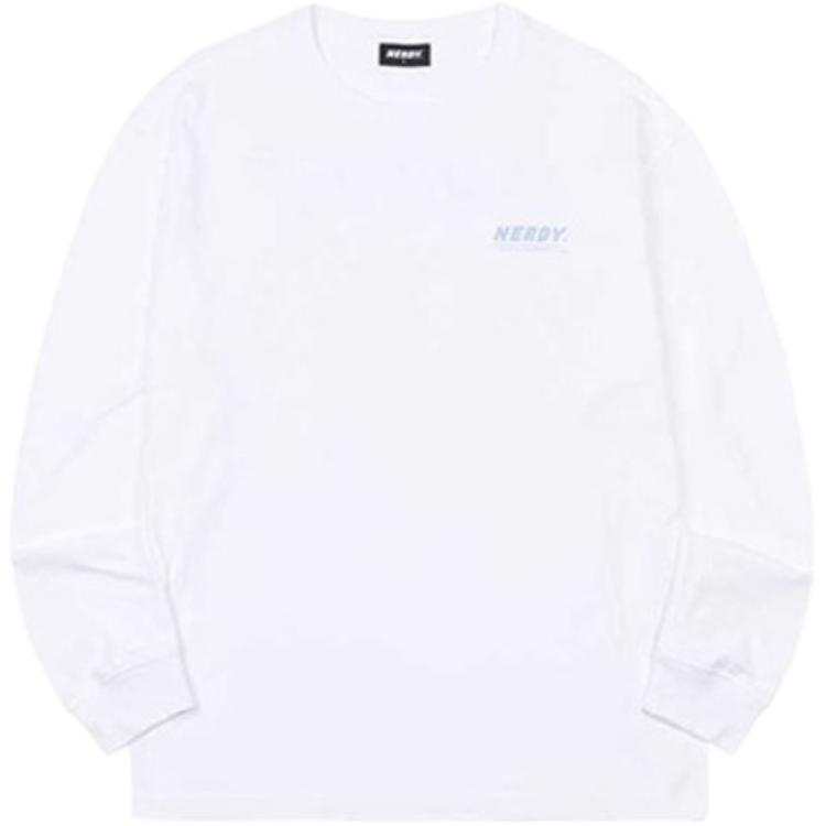 Nerdy Straight Fit Long Sleeved T Shirt Unisex White