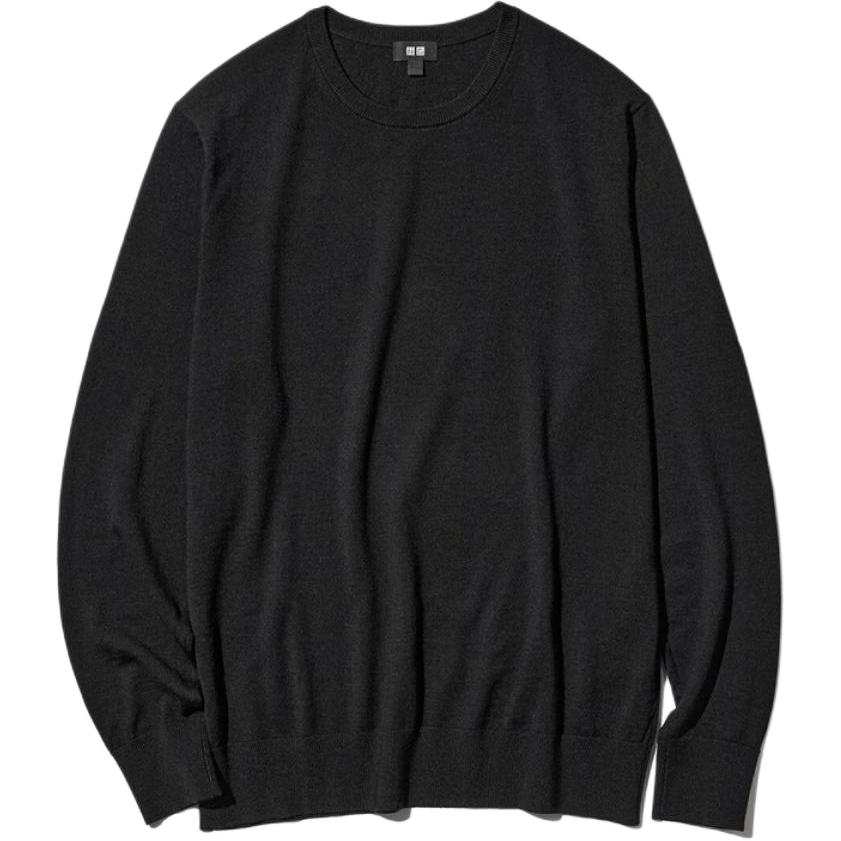 UNIQLO Knitwear Men's Black Crew Neck Moderate