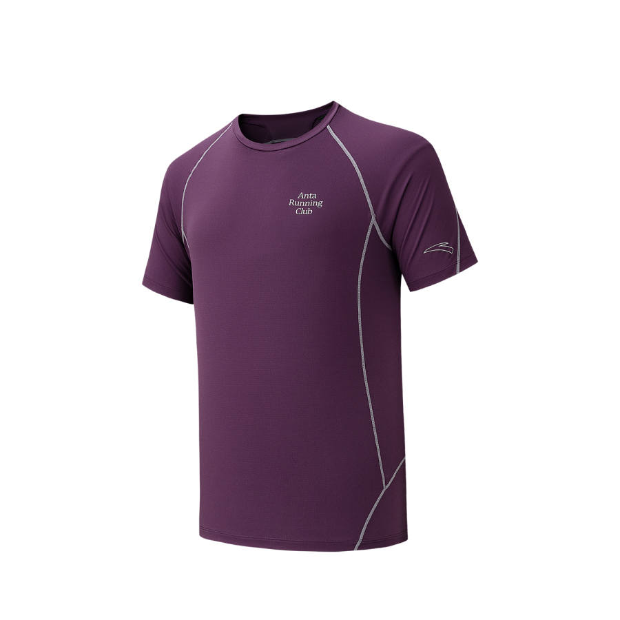 ANTA Running Collection T Shirts Men's Purple Clay 5 Crew Neck Moderate