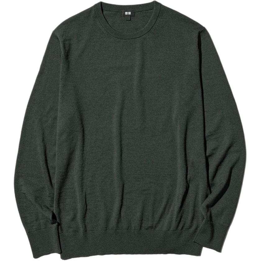 UNIQLO SS26 Knitwear Men's Dark Olive Crew Neck Moderate