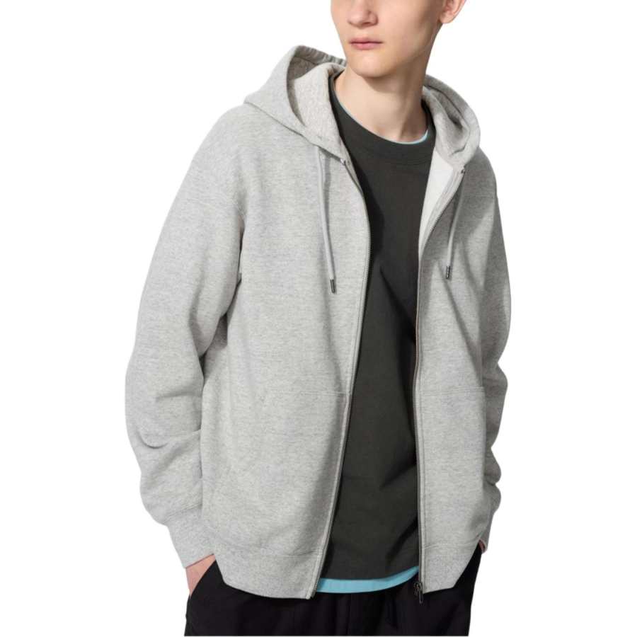 UNIQLO SS26 Sweatshirts Unisex Smoke Gray Hooded Non Detachable Moderate