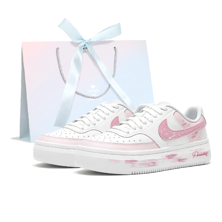 Nike Nike Court Vision 1 Skateboard Shoes Women's Low Top White Pink Patchwork