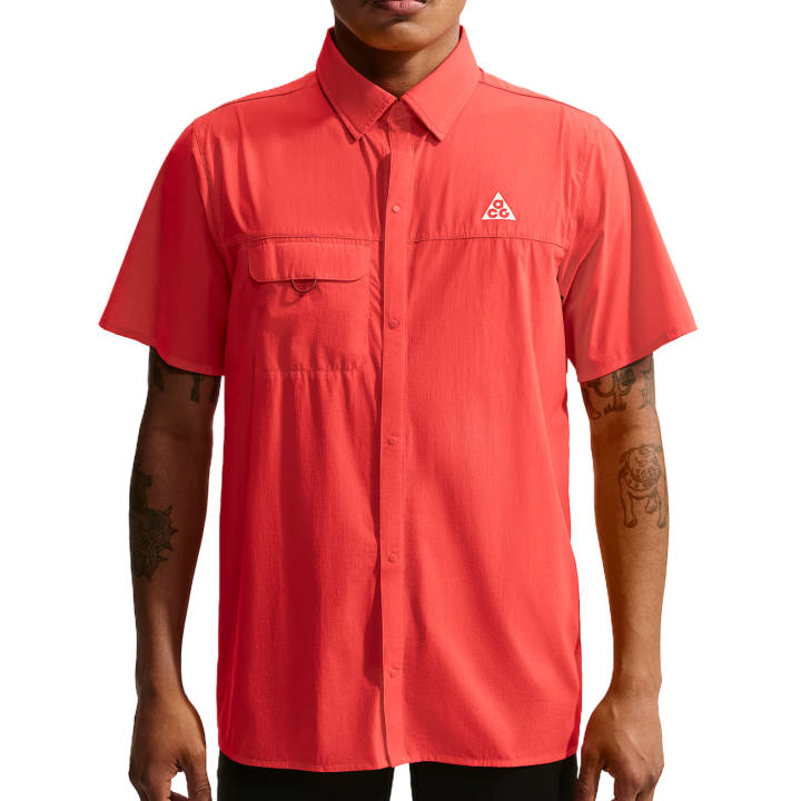 Nike Nike ACG Running T Shirts Men's Light Red/Peak White Lapel Moderate