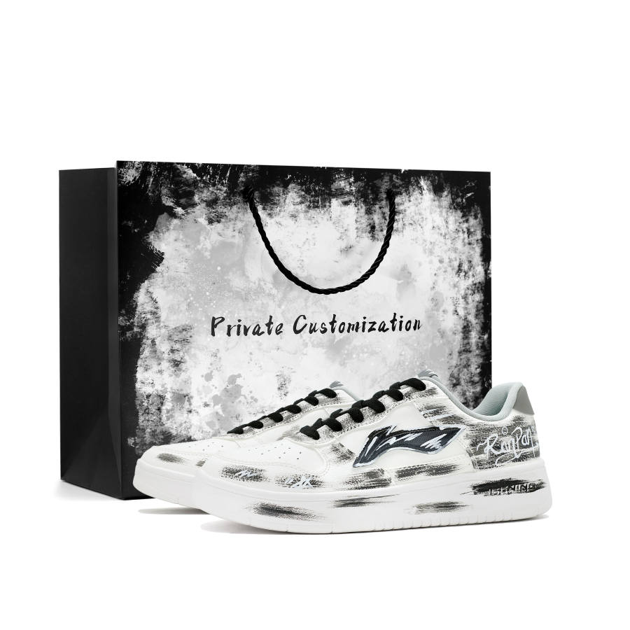 Li-Ning Li Ning Floating Boat Skateboard Shoes Men's Low Top White Black Gray Ink Wash Color Block