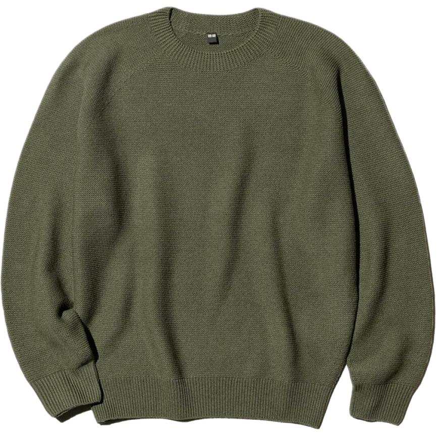 UNIQLO Knitwear Men's 57 Dark Olive Crew Neck Moderate